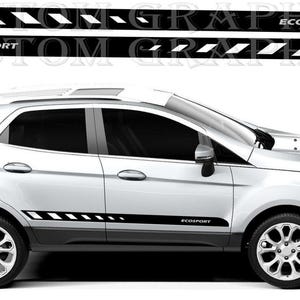 Decalcomanie Ecosport Racing – Coppia di adesivi in vinile personalizzati – Grafica sportiva per SUV elettrico