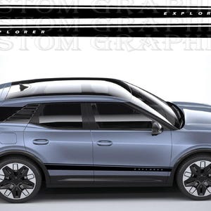 Decalcomanie Explorer Racing – Coppia di adesivi in vinile personalizzati – Grafica sportiva per SUV elettrico