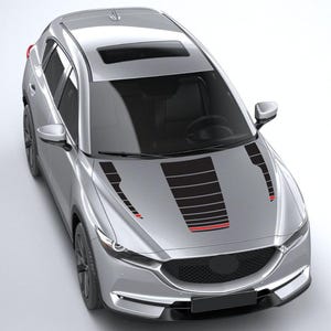 Premium Hood Vinyl Decals CX-5 Compatible Sport Stripe Kit – Gloss Black Vinyl