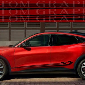 Decalcomanie Mustang Mach-E Racing – Coppia di adesivi in vinile personalizzati – Grafica sportiva per SUV elettrico