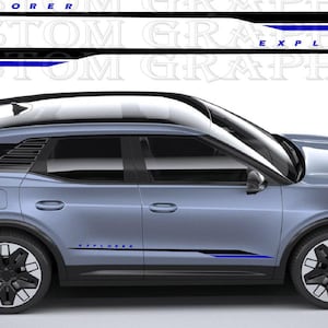Decalcomanie Explorer Racing – Coppia di adesivi in vinile personalizzati – Grafica sportiva per SUV elettrico