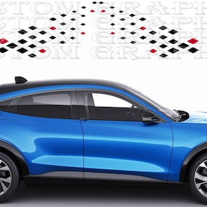 Decalcomanie Mustang Mach-E Racing – Coppia di adesivi in vinile personalizzati – Grafica sportiva per SUV elettrico