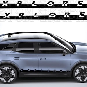 Decalcomanie Explorer Racing – Coppia di adesivi in vinile personalizzati – Grafica sportiva per SUV elettrico