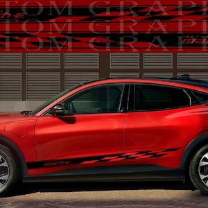 Decalcomanie Mustang Mach-E Racing – Coppia di adesivi in vinile personalizzati – Grafica sportiva per SUV elettrico