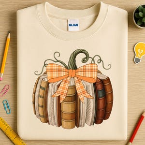 Cozy Autumn Book Lover Pumpkin