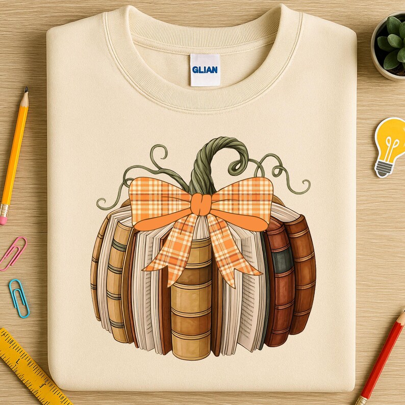 Cozy Autumn Book Lover Pumpkin