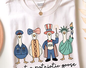 Patriotic Goose PNG, Funny 4th of July Silly Goose Clipart, USA Animal Costume Illustration, Independence Day Digital Download, Sublimation