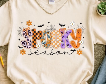 Preppy Halloween Spooky Season Png, Spooky Coquette Png, spooky halloween png, Halloween Leopard Checkered Fall Png, Halloween Girly png