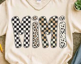 Mimi retrò png, Mimi leopardato a quadri png, design maglietta per la festa della mamma, Mimi leopardato png, Mimi a quadri png, stampa leopardata Mama Sublimation
