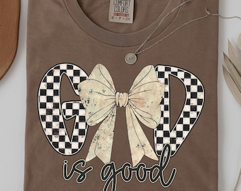 God is goed png christelijk strikontwerp, vintage coquette christelijke sublimatie, christelijk bijbelvers png, geloof shirt png, religieus citaat