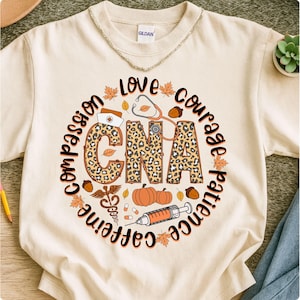 CNA Fall Png, Cna Autumn png, Fall Nurse Sublimation Design, Nurse Autumn Pumpkin PNG, CNA Nursing Fall png, Leopard Print cna Design png
