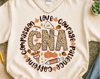 CNA Herbst Png, Cna Herbst Png, Herbst Krankenschwester Sublimation Design, Krankenschwester Herbst Kürbis PNG, CNA Pflege Herbst Png, Leopard Print Cna Design Png