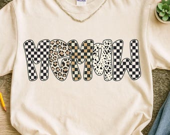 PNG retro de abuela, PNG de cuadros de leopardo de abuela, diseño de camiseta de abuela, diseño de sublimación de abuela retro, PNG del Día de la Madre, Leopardo de moda de abuela