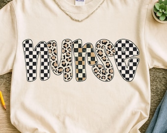 Retro Nurse PNG, Leopard Nurse Sublimation Design, Retro Checkered Nurse PNG, Nurse Life Png, Nurse Leopard Print Png, Groovy Nurse png
