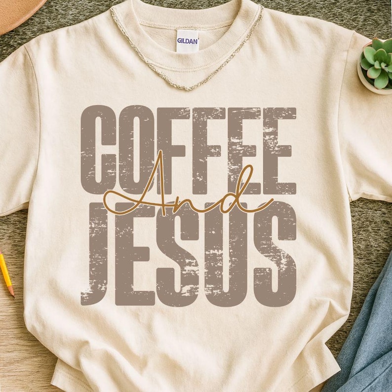 Coffee and Jesus PNG, Christian Shirt Design