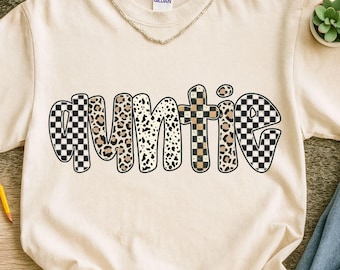 Auntie PNG, Leopard Checkered Auntie Sublimation Design, Retro Auntie Shirt PNG, Leopard Auntie Png, Trendy Auntie Mothers Day Png Shirt