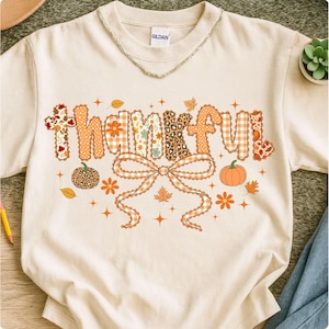 Preppy Fall Thankful Png, Thanksgiving PNG, Fall Coquette Thankful Png, Fall Pumpkin png, Autumn png, Give Thanks Jesus png, Cozy Season png