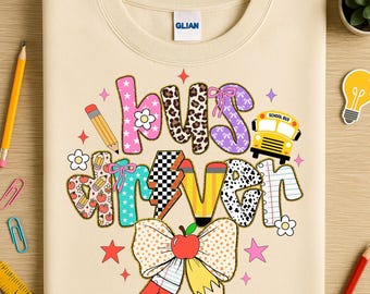 Bus Driver PNG, Coquette School Bus Driver Sublimation, Preppy Bus Driver Design, Back To School Png, Best Bus Driver First Day Of School