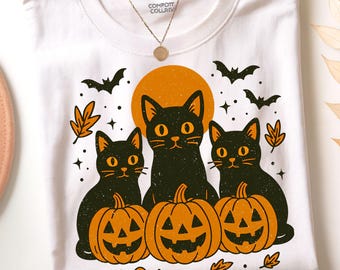 Halloween Black Cat Pumpkin Png, Ghots Cat Png, Retro halloween Png, Retro Spooky Cat Mama Sublimation, fall halloween png design Autumn Png