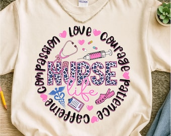 Nurse Life PNG Leopard Print, Nurse Sublimation Design, Leopard Print Nurse png, Preppy Nurse Life Shirt Design, Nurse Quote Png Nursing Png