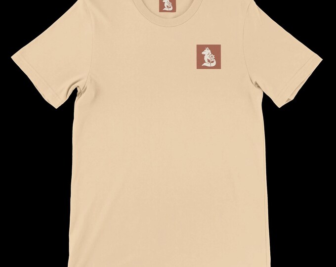 Featured listing image: Nordic Wolf and Forest Flower – Minimalist Lightweight Beige T-Shirt by Varg & Vitsippa