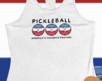Patriotic Women’s Pickleball Tank Top: Patriotic USA Racerback, 4th of July
