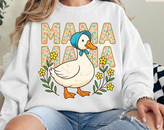 Mama Goose PNG: Retro Floral Mom Clipart (Digital Download)