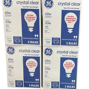 GE 60watt Crystal Clear Glühbirnen (4er Pack) insgesamt 8 Glühbirnen