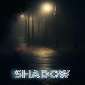 SHADOW Wall Art – Rainy Night Urban Poster, Moody Streetlamp Digital Download, Atmospheric Printable Art