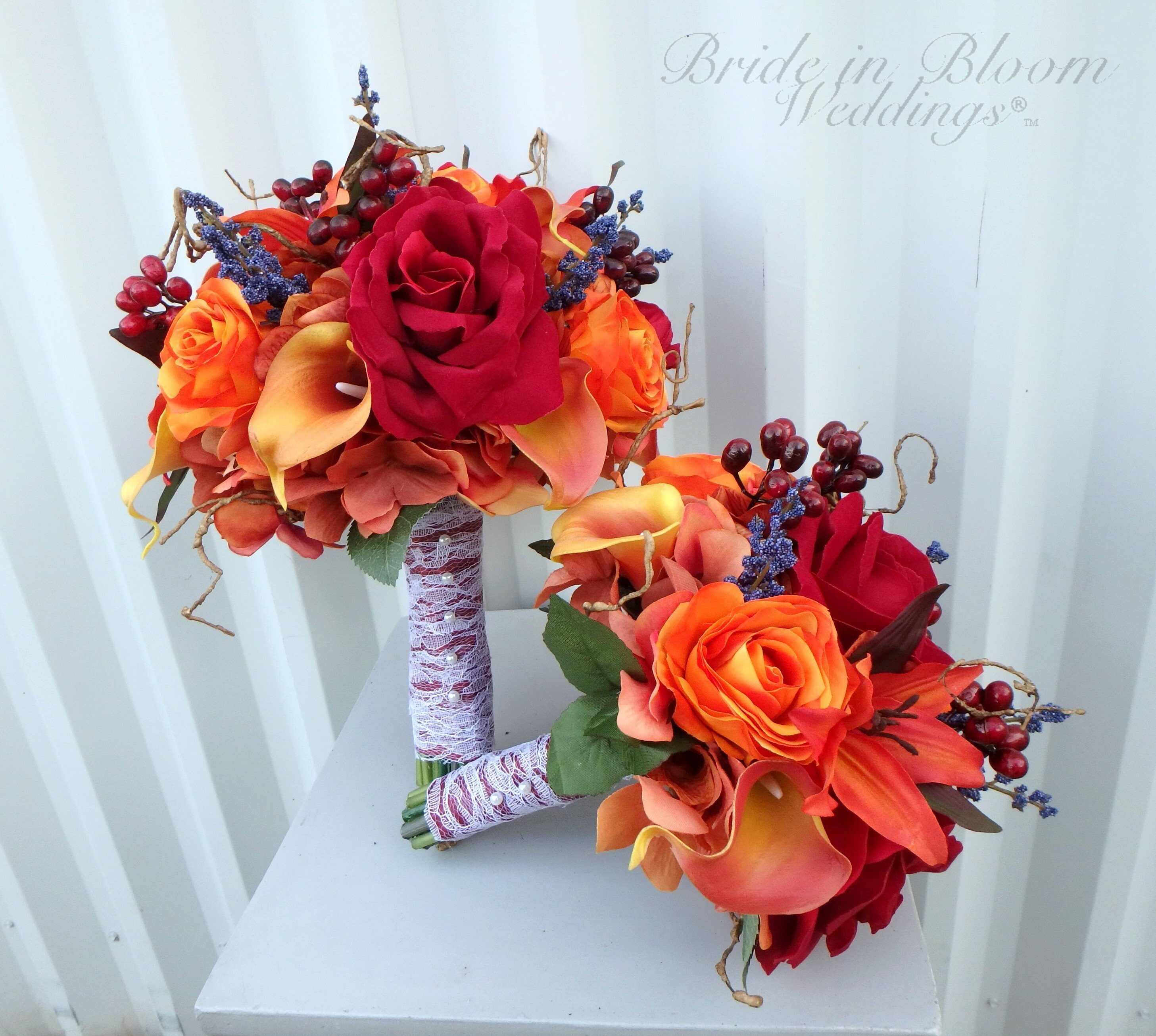 Autumn Wedding Flowers Fall Wedding Bouquet Set Bride Etsy Canada