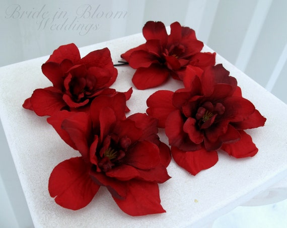 Wedding Decoration Bridal Red Colourful Roses 4 Hair Pins Accessories HA206A 