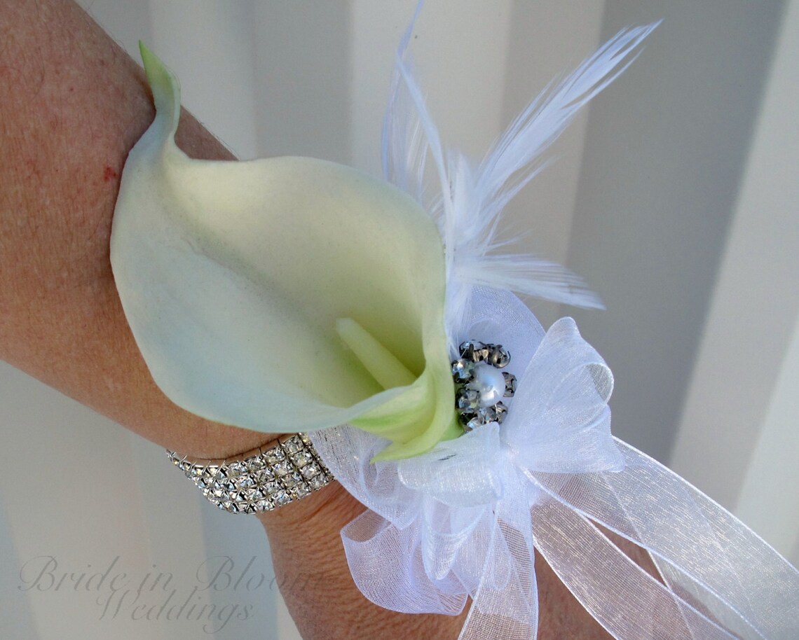 Calla lily wrist corsage Wedding corsage Mother of the bride Etsy