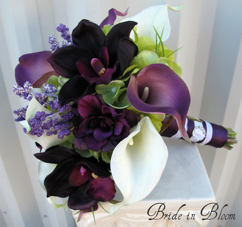 Wedding Bouquet Brides Bouquet Plum Real Touch Calla Lily - Etsy