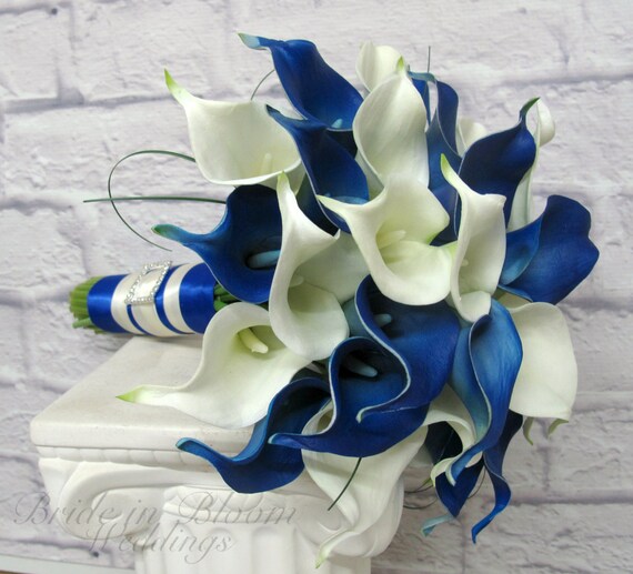 blue calla lily wedding bouquet