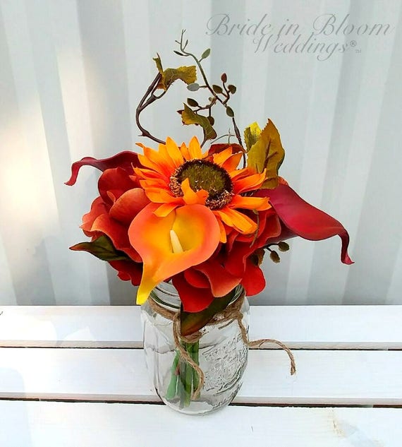 Wedding Bouquet Centrepiece Jr Bridesmaid Bouquet Mason Jar Etsy