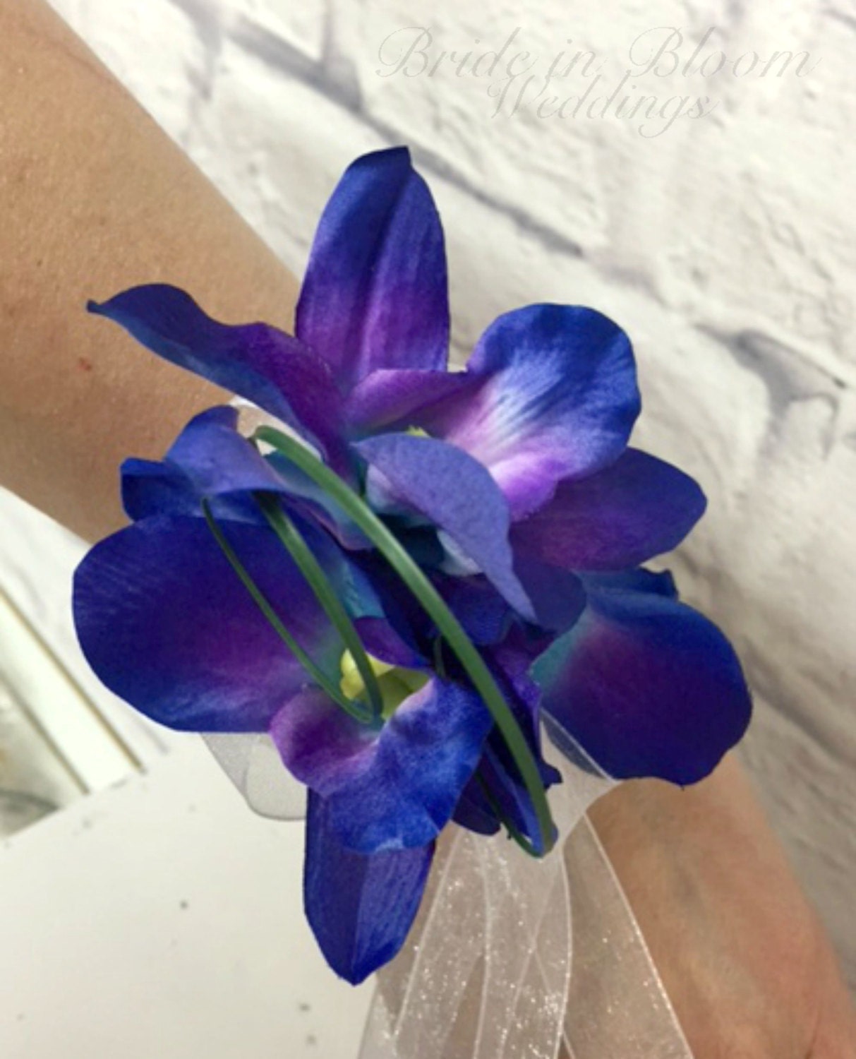 Blue orchid wrist corsage Wedding corsage Mother of the bride Etsy