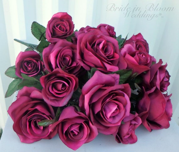 Diy Prune Rose Bouquet De Mariage 18 Bush Fleur Rose Mauve Prune Fournitures De Bricolage Mariage Fleurs De Mariage De Soie Décoration De Mariage