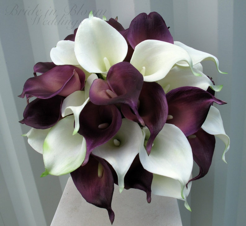 Plum Calla Lily Wedding Bouquet Bridal Bouquet Real Touch - Etsy