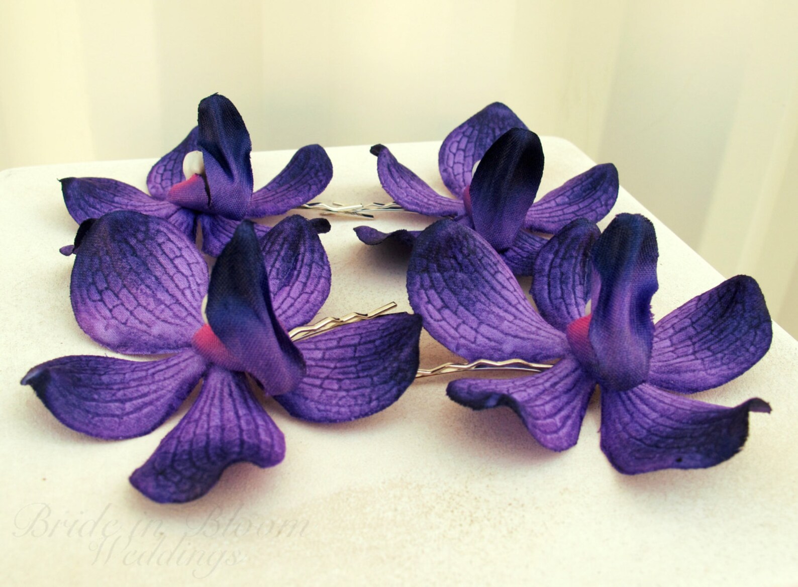 Wedding Hair Accessories Royal Purple Orchid Bobby Pins Etsy