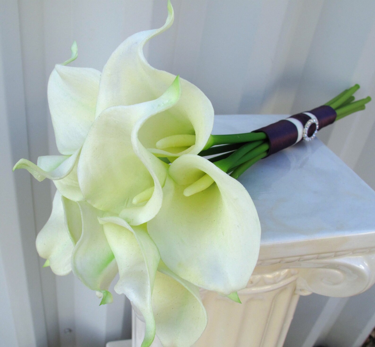 Calla Lily Wedding Bouquet White Plum Purple Real Touch Bridal - Etsy