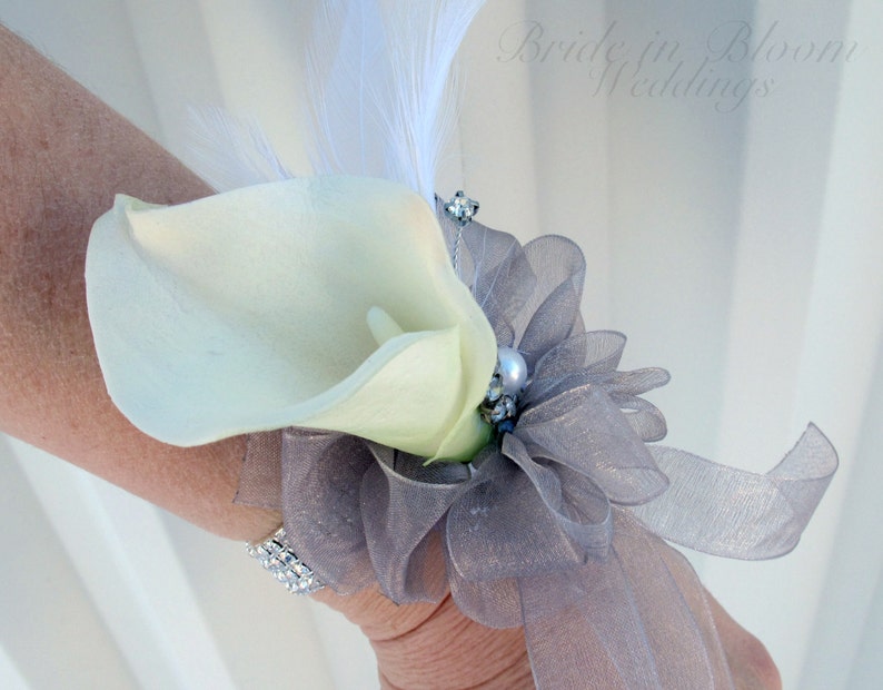 Calla lily wrist corsage Wedding corsage Mother of the bride Etsy