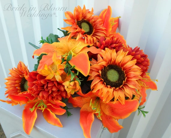 Diy Silk Flower Bouquet Fall Wedding Bouquet Diy Flower Etsy