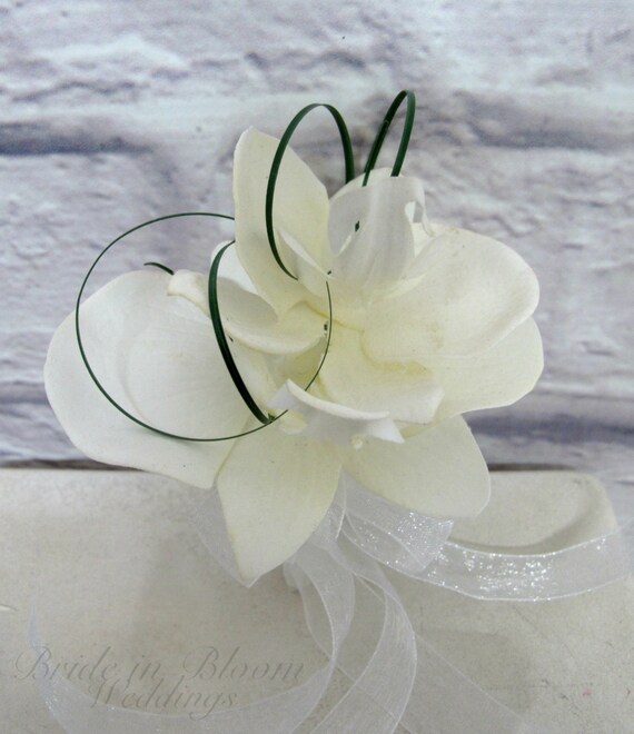 White Orchid Wedding Corsage Mother Of The Bride Corsages Etsy