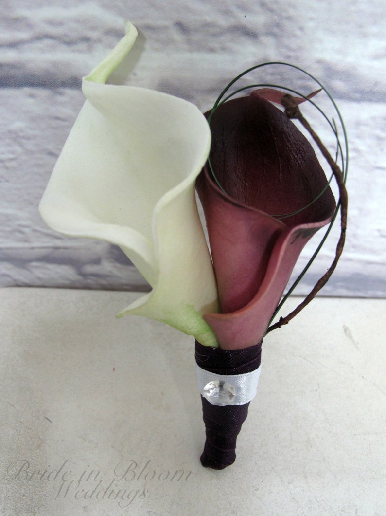 Boutonniere Double White Plum Calla Lily Wedding Boutonnieres - Etsy