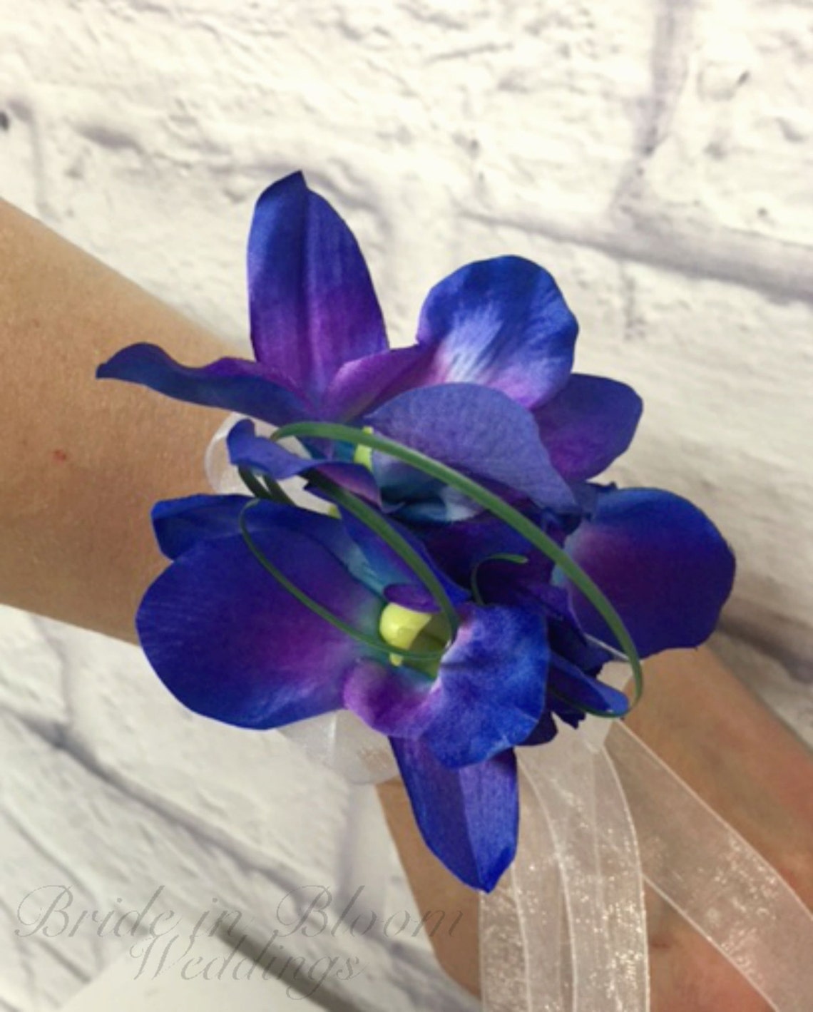 Blue Orchid Wrist Corsage Wedding Corsage Mother of the Bride Etsy