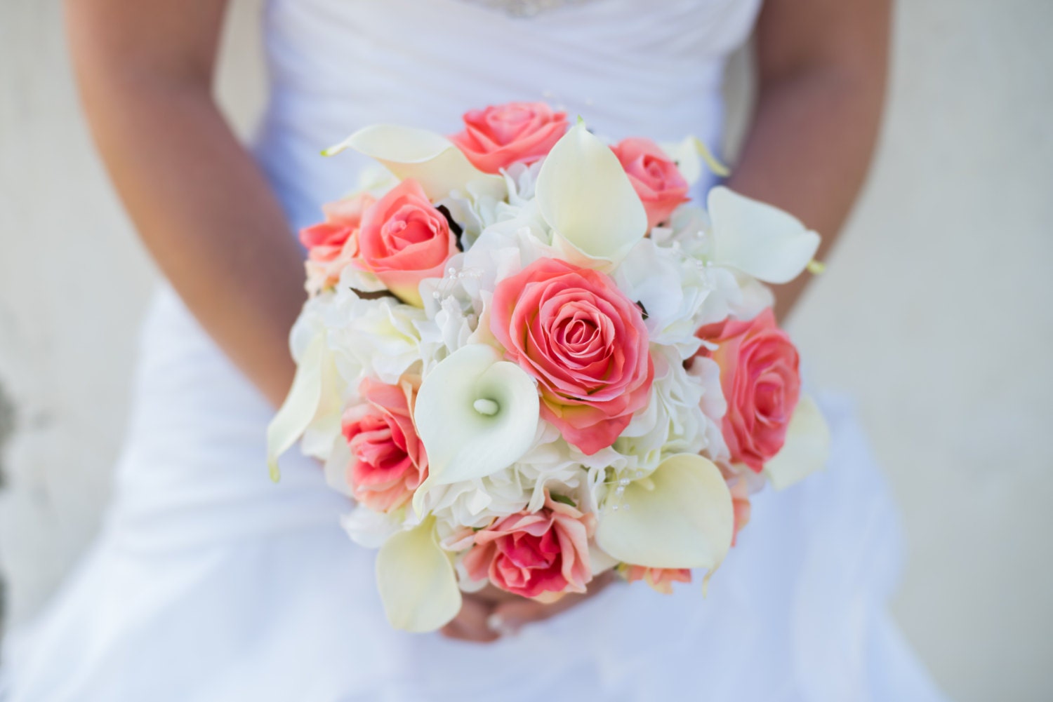 Wedding Bouquet Coral And White Bride Bouquet Bridal Etsy