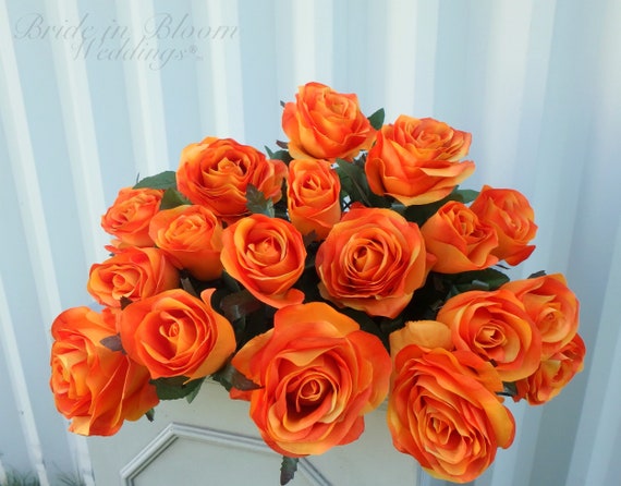 Diy Wedding Bouquet Diy Orange Rose Bouquet 18 Orange Rose Etsy