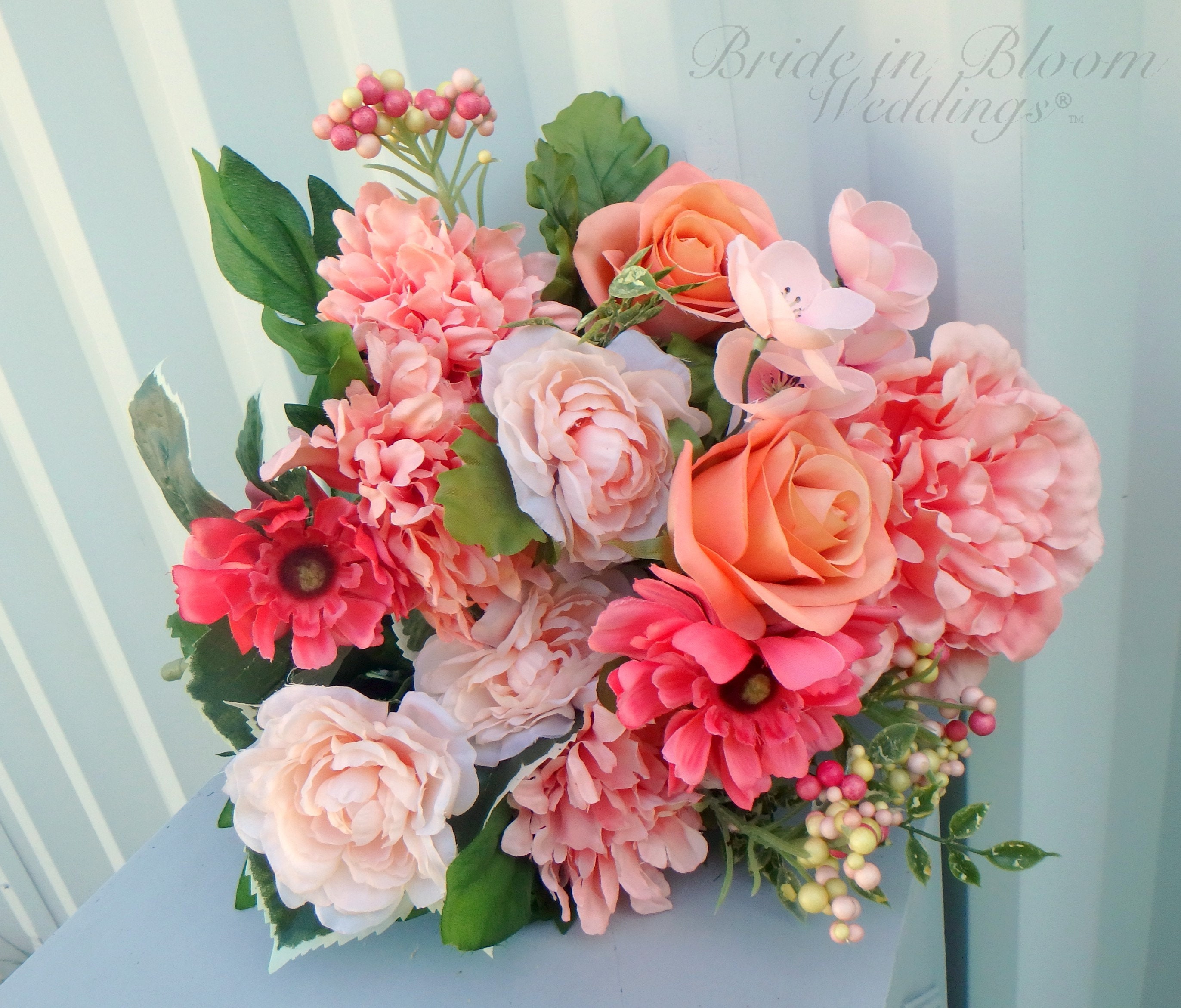 Diy Wedding Bouquet Coral Peach Flower Bush Diy Bouquet Diy Etsy