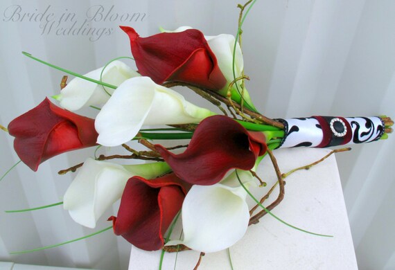 Bouquet de mariage vraie touche rouge blanc et noir calla lily - Etsy France