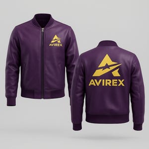 Avirex Biker Leather Jacket Handmade Real Cowhide Leather Purple Color Men Fashion Style Bomber All Season Wear Perfect Gift for Him